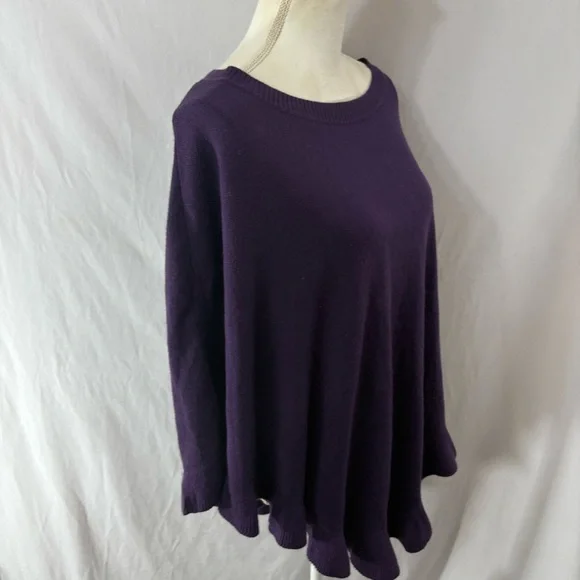 Karen Scott Purple Knit Poncho - Picture 9 of 10